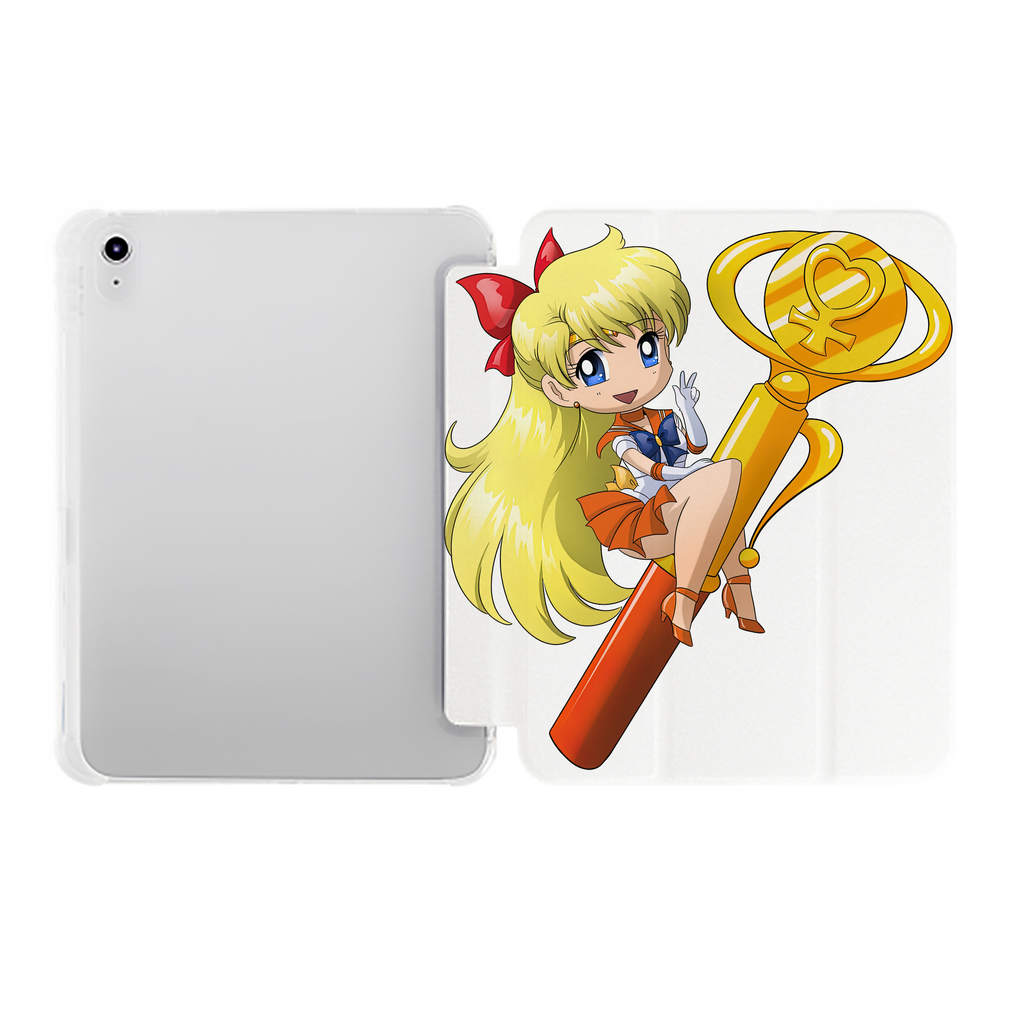 （画像用） 美少女戦士セーラームーン 愛野 美奈子 あいの みなこ Sailor Moon Aino Minako IPad ケース ペン収納付き 三つ折りスタンド PUレザー×シリコン 対応機種9.5/10.5/10.9インチ